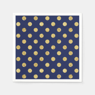 Elegantes Goldfolien-Tupfen-Muster - Gold u. Blau Serviette