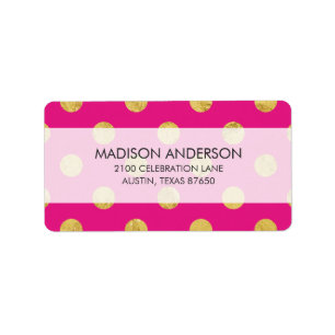 Elegantes Goldfolien-Tupfen-Muster - Gold u. Rosa Adressaufkleber
