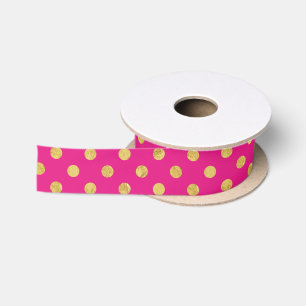 Elegantes Goldfolien-Tupfen-Muster - Gold u. Rosa Satinband
