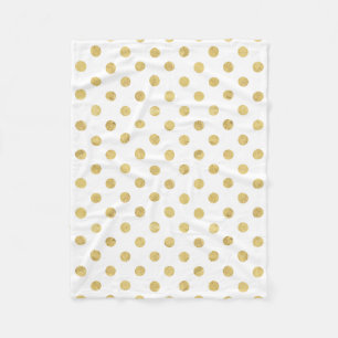 Elegantes Goldfolien-Tupfen-Muster - Gold u. Weiß Fleecedecke