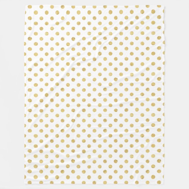 Elegantes Goldfolien-Tupfen-Muster - Gold u. Weiß Fleecedecke (Vorderseite)
