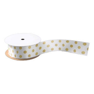 Elegantes Goldfolien-Tupfen-Muster - Gold u. Weiß Satinband
