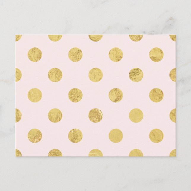 Elegantes Goldfolien-Tupfen-Muster - Rosa u. Gold Postkarte (Vorderseite)
