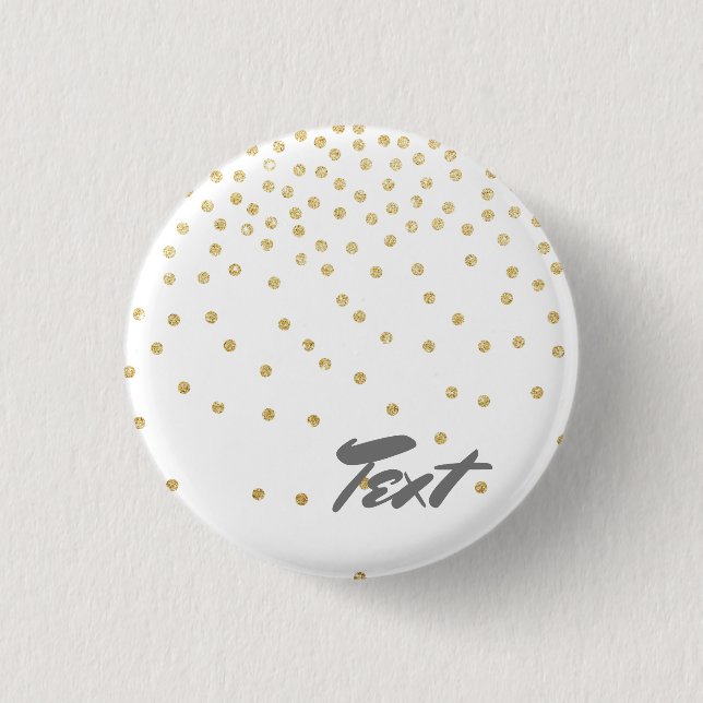 elegantes GoldGlitter Confetti-Punktmuster Button (Vorderseite)