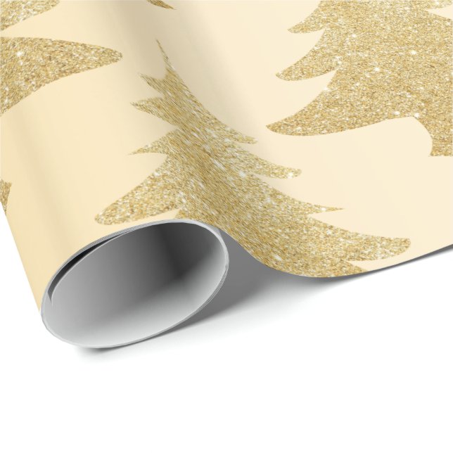 Elegantes GoldGlitter Weihnachtsbaummuster Geschenkpapier (Rolleneckpunkt)