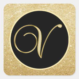 Elegantes GoldGlitzer-Siegel des Quadratischer Aufkleber