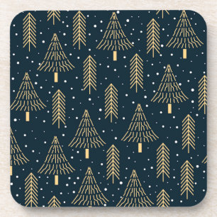 Elegantes goldgrünes blaues Weihnachtsbaummuster Getränkeuntersetzer