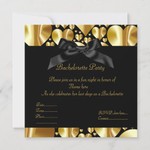 ELEGANTES Goldherz BACHELORETTE INVITATION Einladung