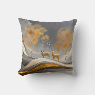 ✨Elegantes Goldhirsch-Luxus-Naturkunstwerk Kissen