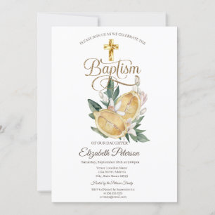 Elegantes Goldkreuz-Aquarell Zitronen Botanik Einladung