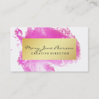 Elegantes GoldLuxe rosa AquarellBrushstrokes Visitenkarte