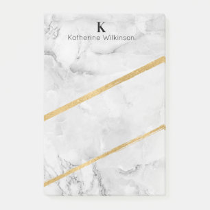 Elegantes Goldmarmor-Monogramm Post-it Klebezettel