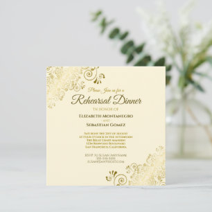 Elegantes Goldmedaille Hochzeit Probe Abendessen Einladung