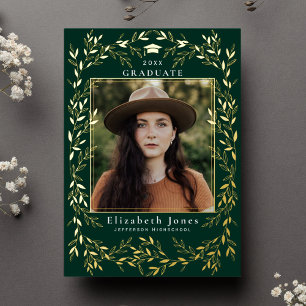 Elegantes Goldmedaille Wreath Abschluss Foto Folieneinladung