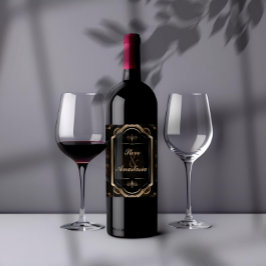 Elegantes Goldmedaille Wreath Monogram Wine Label Weinetikett