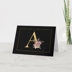 Elegantes Goldmonogramm A mit rosa Blume