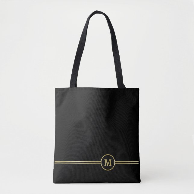 Elegantes Goldmonogramm auf schwarz (Vorderseite)
