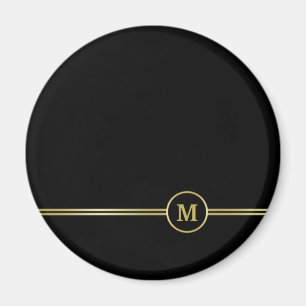 Elegantes Goldmonogramm auf schwarz Magnet