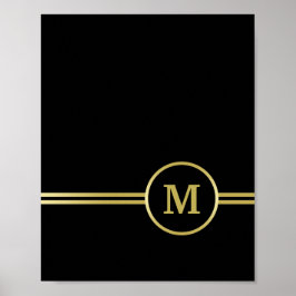Elegantes Goldmonogramm auf schwarz Poster