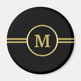 Elegantes Goldmonogramm auf schwarzem Magnet