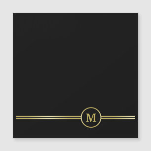 Elegantes Goldmonogramm auf schwarzer Magnetkarte