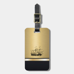 Elegantes Goldmonogramm des alten Schiffes Gepäckanhänger