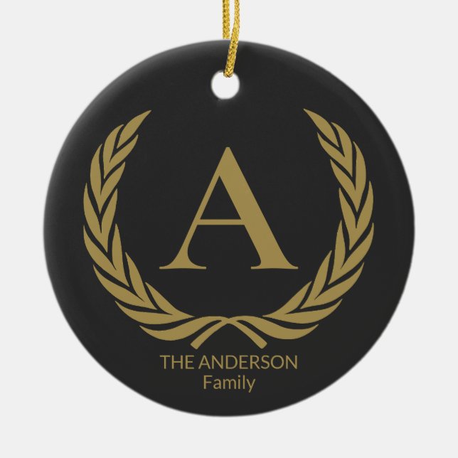 Elegantes Goldmonogramm Keramik Ornament (Vorne)