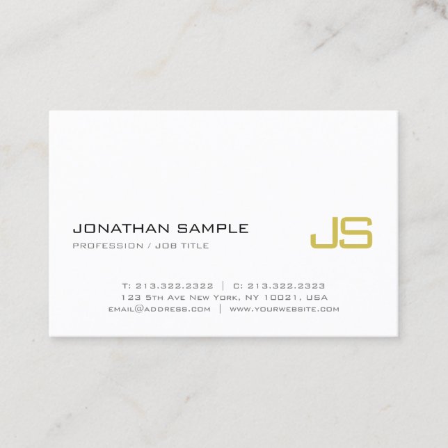 Elegantes Goldmonogramm schlichtes modernes Visitenkarte (Vorderseite)