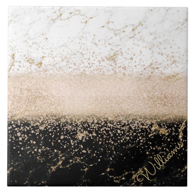 Elegantes Goldmotiv aus Rose Fliese (Vorderseite)