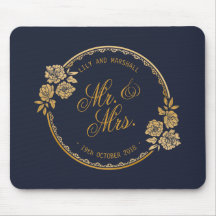 Elegantes Goldpersonalisierte Hochzeit | Mousepad
