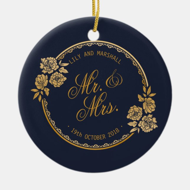 Elegantes Goldpersonalisierte Keramik Ornament (Vorne)