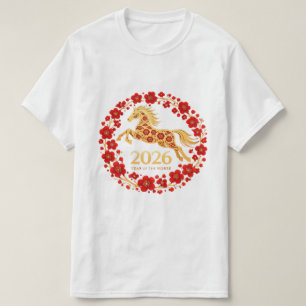 Elegantes Goldpferd 2026 Lunar Neujahr T-Shirt