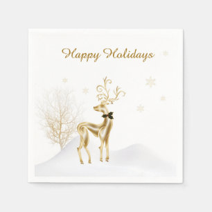 Elegantes Goldren, Winter-Szene Serviette