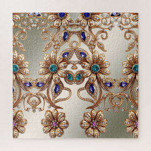 Elegantes Goldschmuck-Blumen-Puzzle Puzzle