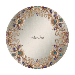 Elegantes Goldschmuck-Blumen-Schneidbrett Schneidebrett