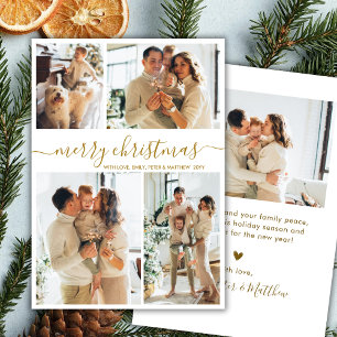 Elegantes Goldschrift-4-Foto-Collage Weihnachten