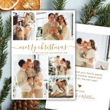 Elegantes Goldschrift-5-Foto-Collage-Weihnachten