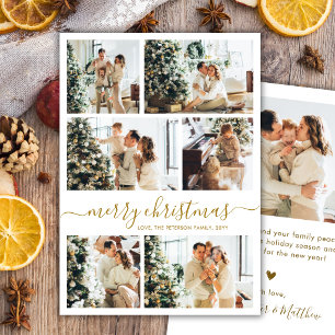 Elegantes Goldschrift-6-Foto-Collage-Weihnachten Feiertagskarte