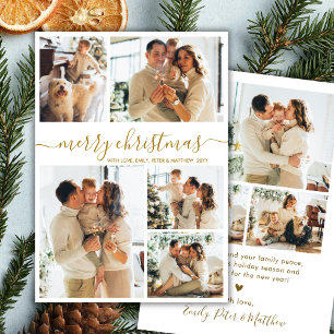 Elegantes Goldschrift-8-Foto-Collage-Christmas Feiertagskarte