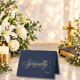 Elegantes Goldschrift-Blau Beileidskarte Karte