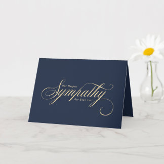 Elegantes Goldschrift-Blau Beileidskarte Karte