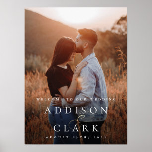 Elegantes Goldschrift-Foto-Hochzeitswillkommen Poster