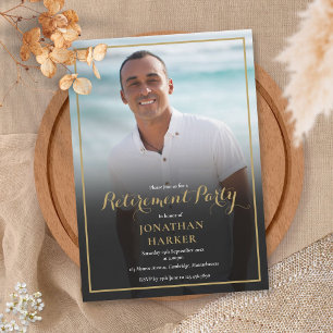 Elegantes Goldschrift-Ruhestandsfeier-Foto Einladung