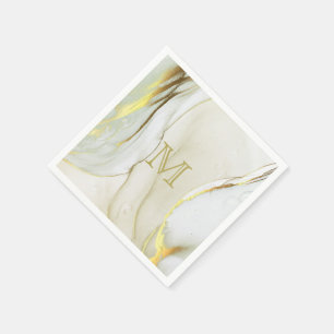 Elegantes Goldtinten-Abstraktmuster-Monogramm Serviette