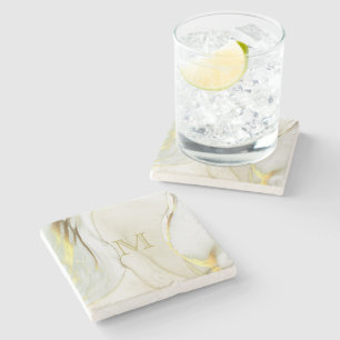 Elegantes Goldtinten-Abstraktmuster-Monogramm Steinuntersetzer