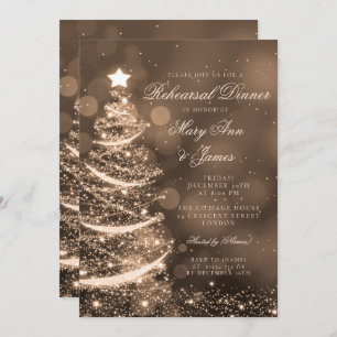 Elegantes GoldweihnachtsProben-Abendessen Einladung