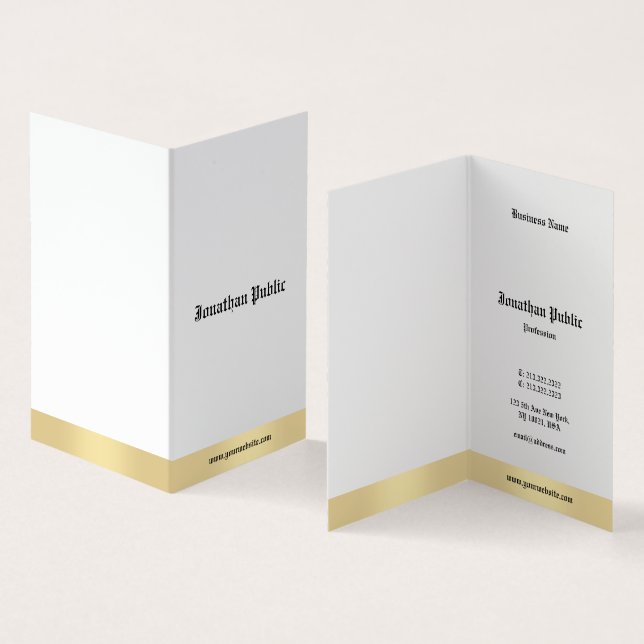 Elegantes Goldweißes altes englisches Visitenkarten (Innenseite und Außenseite)