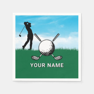 Elegantes Golf-Design mit individuellem Namen Serviette