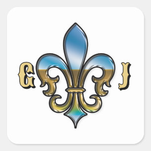 Elegantes Golf Fleur-de-Lis-Design Quadratischer Aufkleber