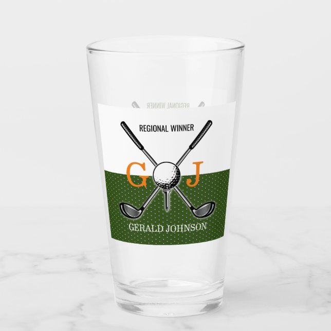 Elegantes Golf Monogram Design Glas (Vorderseite)